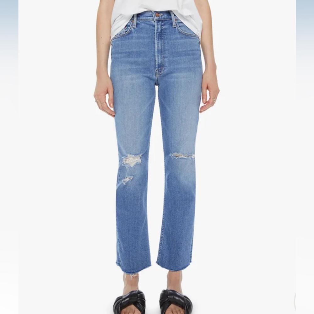 MOTHER Denim Jeans - High Waisted Rider Ankle Fray 32 Party Like A Pirate